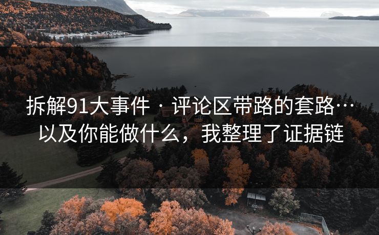 拆解91大事件 · 评论区带路的套路…以及你能做什么,我整理了证据链 拆解91大事件 · 评论区带路的套路…以及你能做什么,我整理了证据链