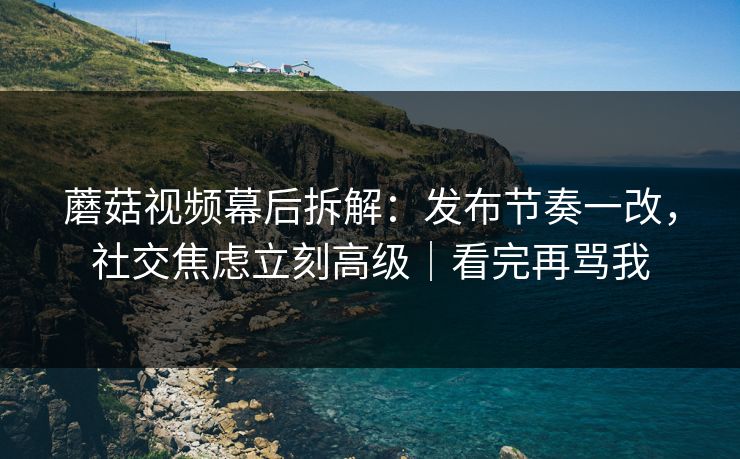 蘑菇视频幕后拆解:发布节奏一改,社交焦虑立刻高级|看完再骂我 蘑菇视频幕后拆解:发布节奏一改,社交焦虑立刻高级|看完再骂我